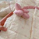 [66-90cm]蝶結び プリント 立体フラワー カバーオール