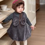 [73-100cm] ヘップバーン風ドレスワンピ&ニットインナー 2点セット