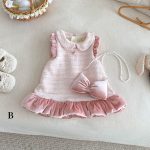 [73-120cm] ツイード風 お姫様 ワンピース&リボンアクセ - Image 7