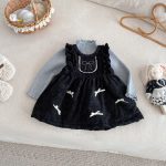 [73-120cm] ベロア裏起毛 リボン ワンピース - Image 2