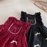 [73-120cm] ベロア裏起毛 リボン ワンピース - Image 17