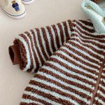 [66-90cm]ボーダー 裏起毛 フード カバーオール - Image 4