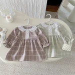 [73-110cm] レース襟 チェック ワンピース - Image 16