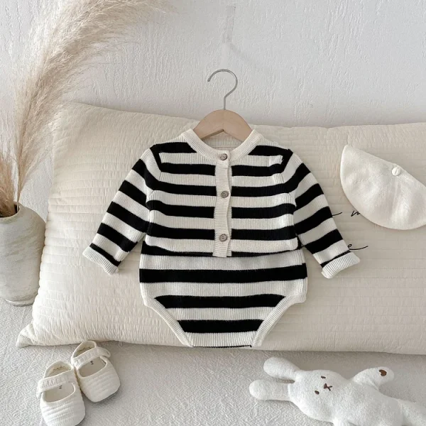 [66-90cm] ボーダーニット セットアップ