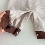 [66-100cm] 熊柄ワッフル オールインワン - Image 3