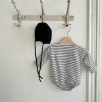 [66-90cm] 韓国風 ボーダー ロンパース - Image 13