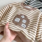 [73-120cm] 厚手 ボーダー スウェット - Image 9