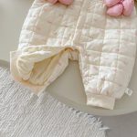 [66-90cm]蝶結び プリント 立体フラワー カバーオール - Image 8