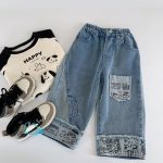 [90-140cm]落書き デニムパンツ - Image 4