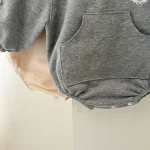 [66-90cm] リボン ハート柄 ロンパース - Image 9