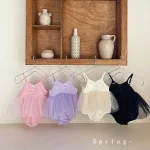 [73-90cm]ロンパース おしゃれ カラフルリボンワンピース