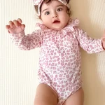 [66-90cm] レオパード ロンパース