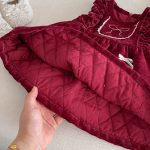 [73-120cm] ベロア裏起毛 リボン ワンピース - Image 3