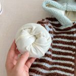 [66-90cm]ボーダー 裏起毛 フード カバーオール - Image 5