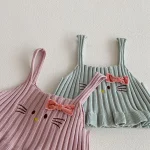 [66-100cm] フリル トップス &ネコ 刺繡 3点セット - Image 18