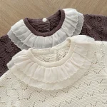 [66-90cm] レース襟 ニット ロンパース - Image 8