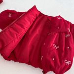 [73-120cm] 蝶結び 刺繍 中綿アウター - Image 8