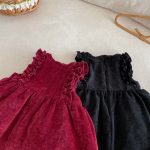 [73-120cm] ベロア裏起毛 リボン ワンピース - Image 5