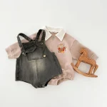 [66-90cm]熊柄ポロ ロンパース - Image 9