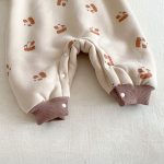 [66-90cm]犬柄 ボーダー 裏起毛 カバーオール - Image 9