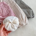 [73-120cm] 無地 裏起毛 パンツ