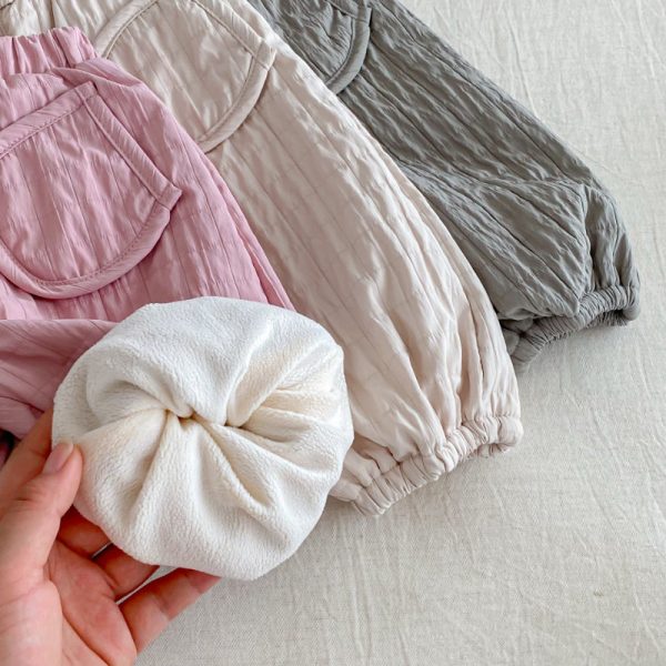 [73-120cm] 無地 裏起毛 パンツ