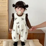 [73-100cm] リボン柄 ボア オールインワン & インナー - Image 2