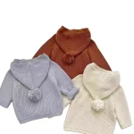 [80-130cm] フード付き リブ カーディガン - Image 9