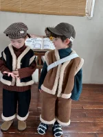 [80-140cm] フェイクムートン ボア ベスト - Image 6