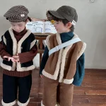 [80-140cm] フェイクムートン ボア ベスト