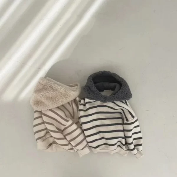 [73-100cm] ボアフーディー ボーダー トレーナー