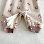 [66-90cm]犬柄 ボーダー 裏起毛 カバーオール - Image 8