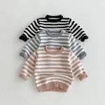 [80-130cm] ボーダー クールネック トップス - Image 5