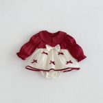 [66-90cm]ロンパース 蝶結び レッド 可愛い おしゃれ 定番