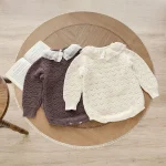 [66-90cm] レース襟 ニット ロンパース - Image 4