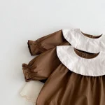 [66-100cm] 丸襟 ワンピース  or ロンパース - Image 7