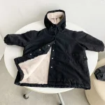 [80-150cm] 韓国風 暖かい フート付き ロングコート - Image 6