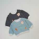 [80-130cm] パンプリント ボーダー トレーナー - Image 11