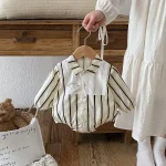 [66-90cm] ボーダー ロンパース - Image 9