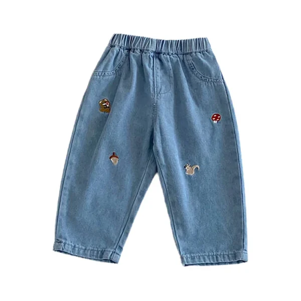 [73-110cm]カジュアルパンツ キノコ柄 履きやすい トレンド ボトムス