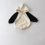 [65-100cm] フード付きカラー切り替え ロンパース - Image 5