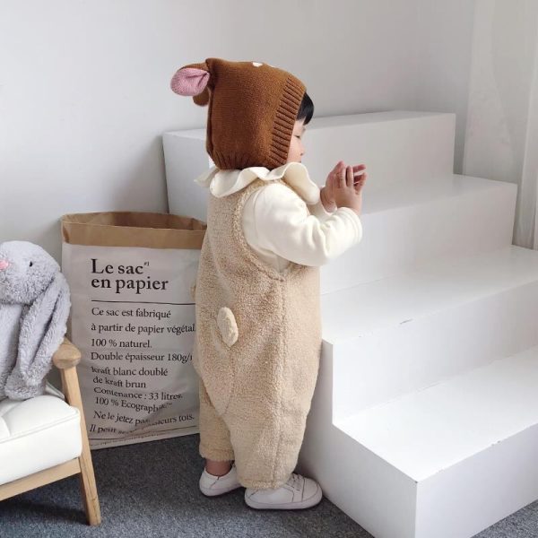 [73-100cm] 韓国風 クマミミ付き サロペット