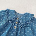 [66-110cm]ワンピースORロンパース デニム フリルネック 可愛い 女の子 - Image 8
