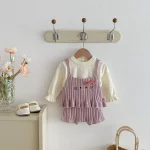 [66-100cm] フリル トップス &ネコ 刺繡 3点セット - Image 9