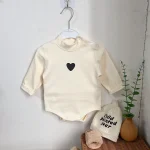 [66-90cm] ハート柄 ハイネック ロンパース - Image 6