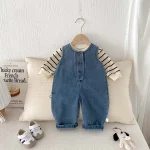 [66-90cm]デニム オールインワン OR ボーダー トップス - Image 11