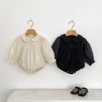 [66-90cm] ノーカラーコーデュロイ ロンパース - Image 6