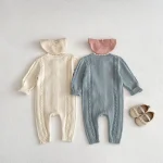 [66-90cm] 花柄 ニット ロンパース - Image 4