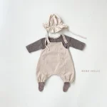 [66-100cm]サロペット or ボーダー シャツ ボタン シンプル 定番 - Image 5