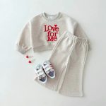 [73-120cm]ベビー 女の子 英字刺繍 セットアップ 可愛い